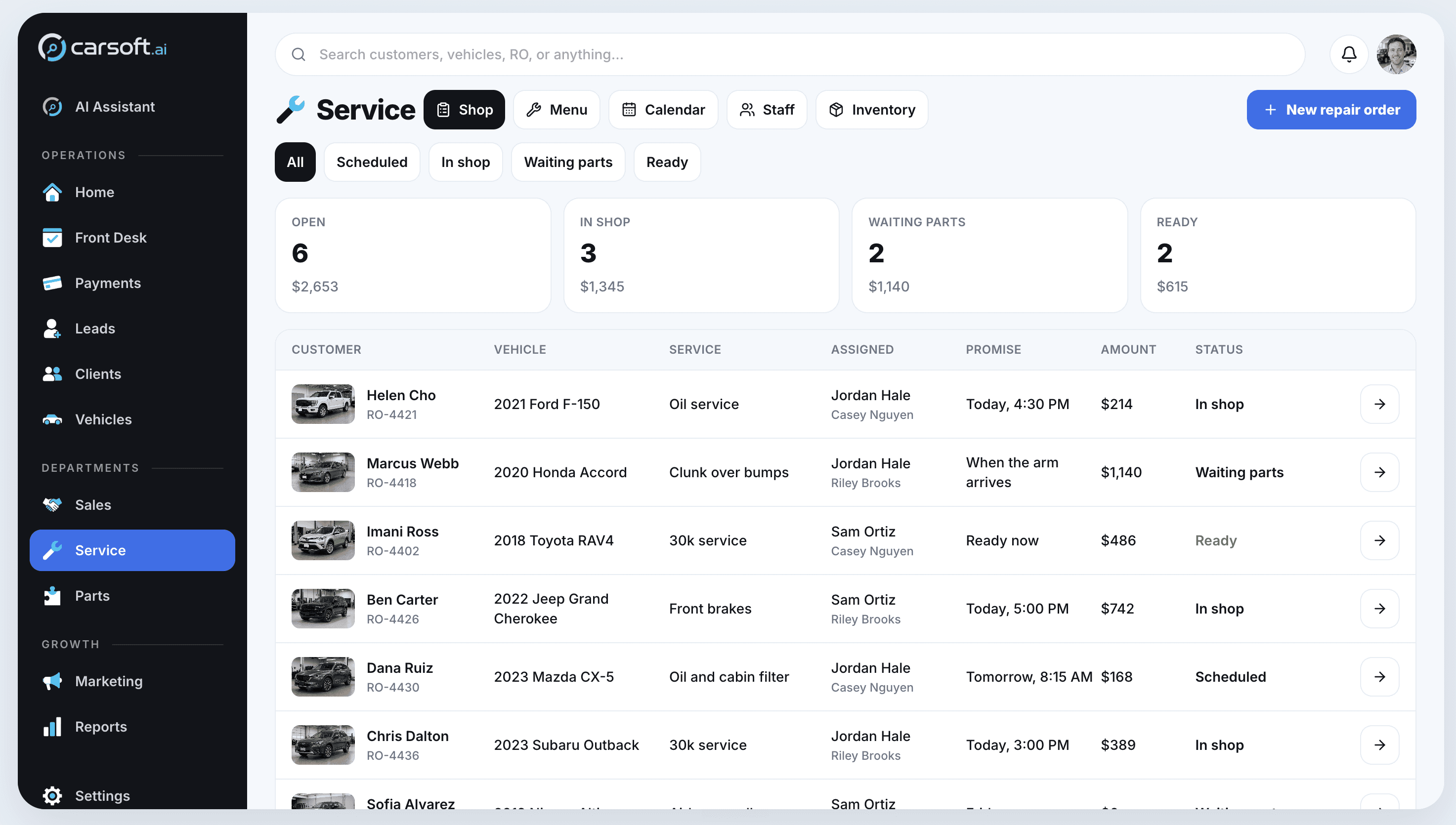 Carsoft desktop service shop workspace