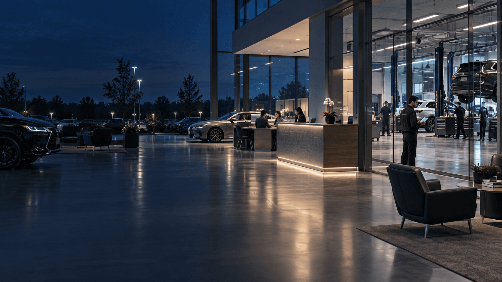 A dealership team collaborating around daily operations