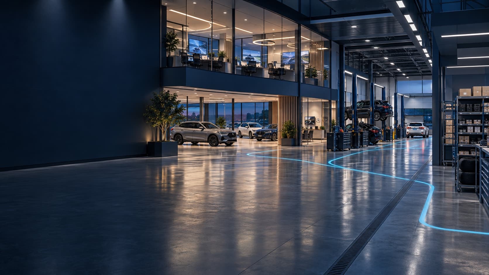 A modern dealership team working together
